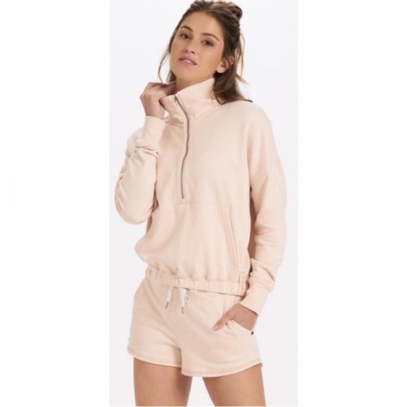 Vuori Sunnyside Half Zip Pullover Sweatshirt in Alabaster - Picture 2 of 14